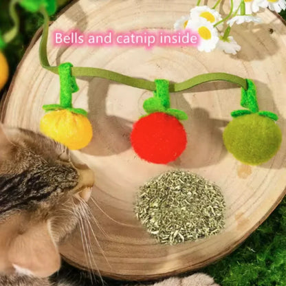 Durable Tomato Shaped Cat Teaser Toy with Bell Interactive Self-Play Kitten Toy for Boredom Relief Essential Pet Supplies