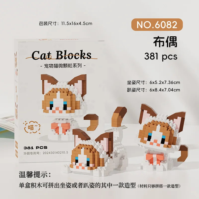 Hot Selling Tiny Particle Assembly Building Blocks Pet Cat Hand Puppet Assembly Leisure Decompression Puzzle Boy Girl Toy Gift