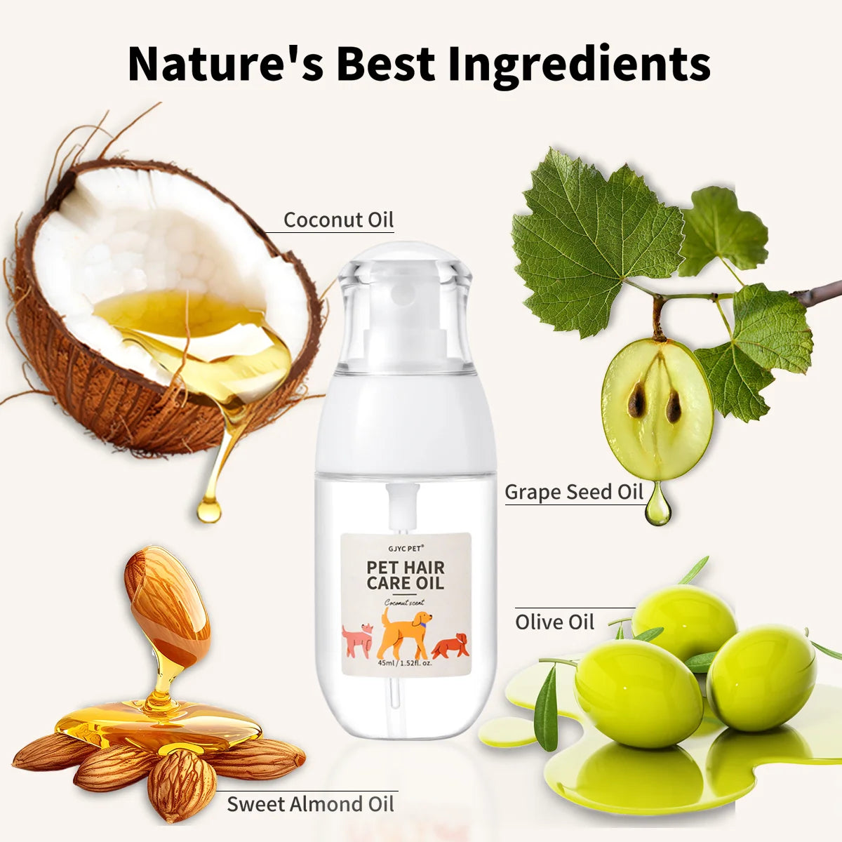 GJYC PET Premium Pet Hair Essential Oil Spray Deep Nourishment Radiant Shine Effortless Detangling For Dogs Cats