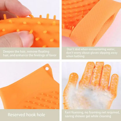 Silicone Dog double side Brush Glove Gentle Back Massage Fur Washing Brush Pet Cat Grooming Deshedding Brush Glove Bathing Brush