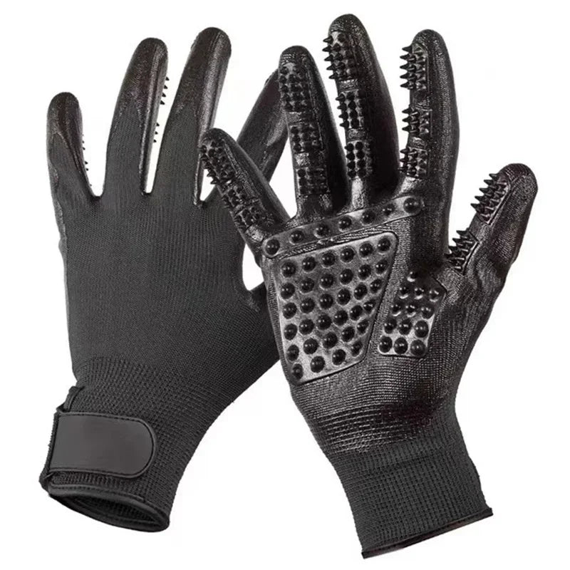 A Pair of Pet Bath Gloves Massage Clean Remove Floating Hair Pet Grooming Hair Removal Rubber Wear Resistant Non-Slip Pet Gloves