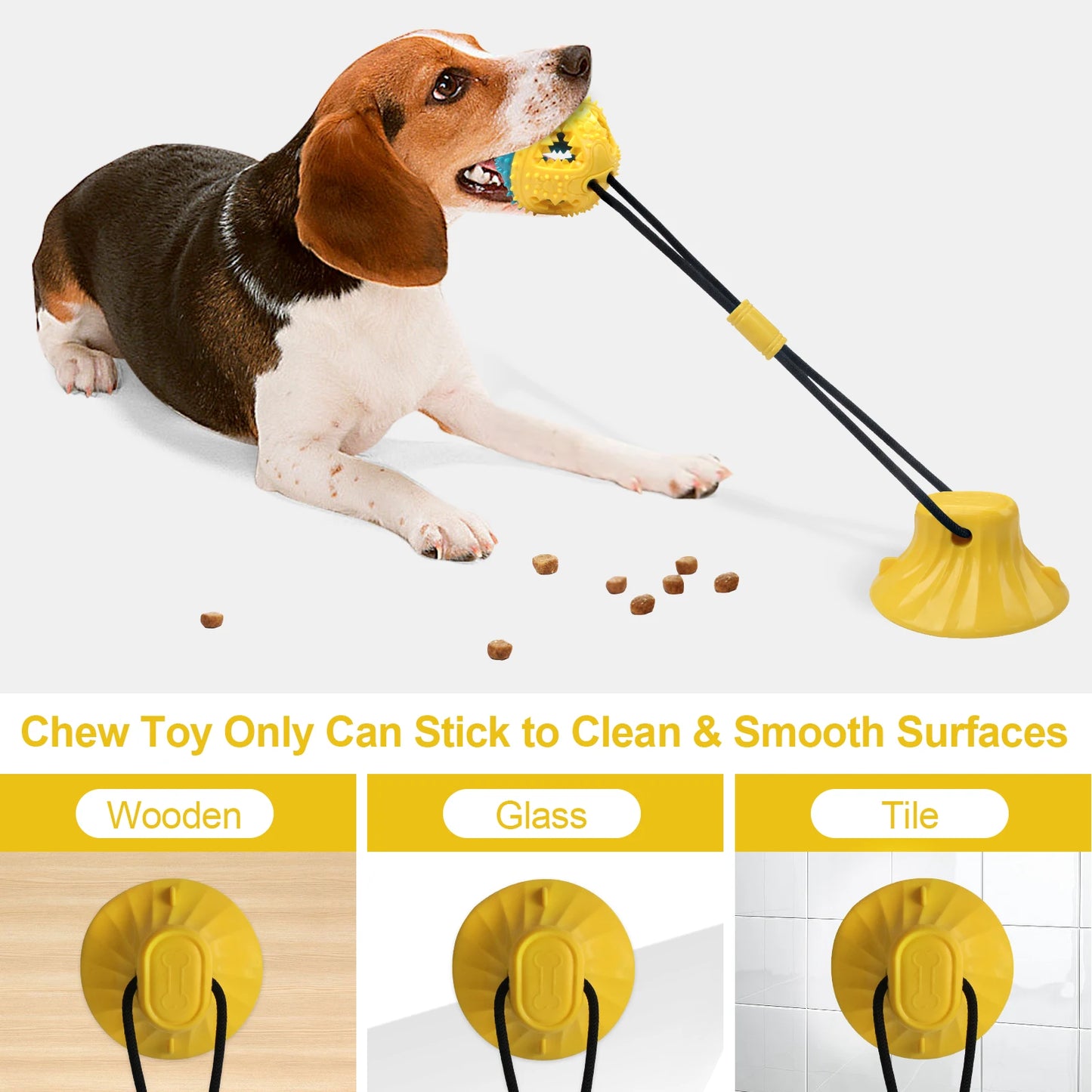 1PC Interactive Dog Chew Toy Molar Ball Pet Teething Suction Cup Rope Puzzle Dispensing Chewers Fun Doggy Playtime Essential
