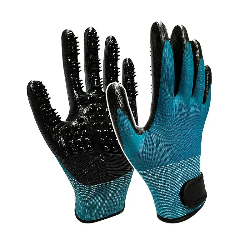 A Pair of Pet Bath Gloves Massage Clean Remove Floating Hair Pet Grooming Hair Removal Rubber Wear Resistant Non-Slip Pet Gloves