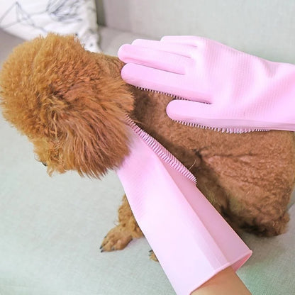 Silicone Pet Dog Bath Gloves Teddy Scrub Brush Anti-Scratch Anti-Bite Dog Bath Accessories