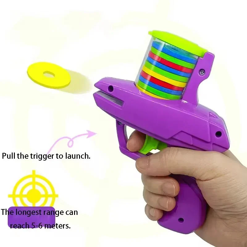 Pet Flying Disc Launcher Toy Durable Chew Resistant Interactive Play Toy with 15 Reusable Foam Discs for Cats Dogs