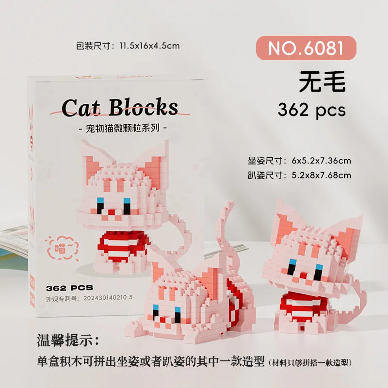 Hot Selling Tiny Particle Assembly Building Blocks Pet Cat Hand Puppet Assembly Leisure Decompression Puzzle Boy Girl Toy Gift