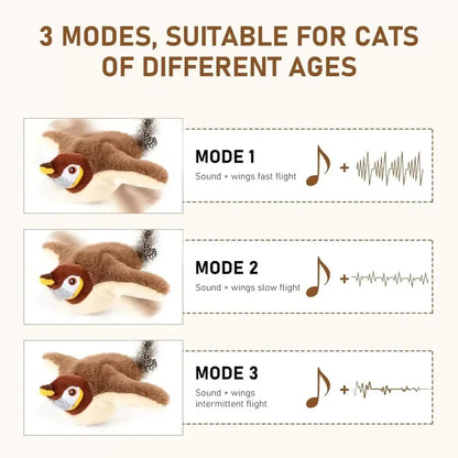 2026 Hot-Selling Pet Toy Charging Interactive Simulation Bird Cat Toy Touch Activation Chirping Flapping Plush Pet Toys Cats And