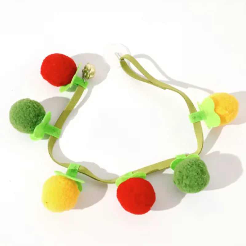 Durable Tomato Shaped Cat Teaser Toy with Bell Interactive Self-Play Kitten Toy for Boredom Relief Essential Pet Supplies