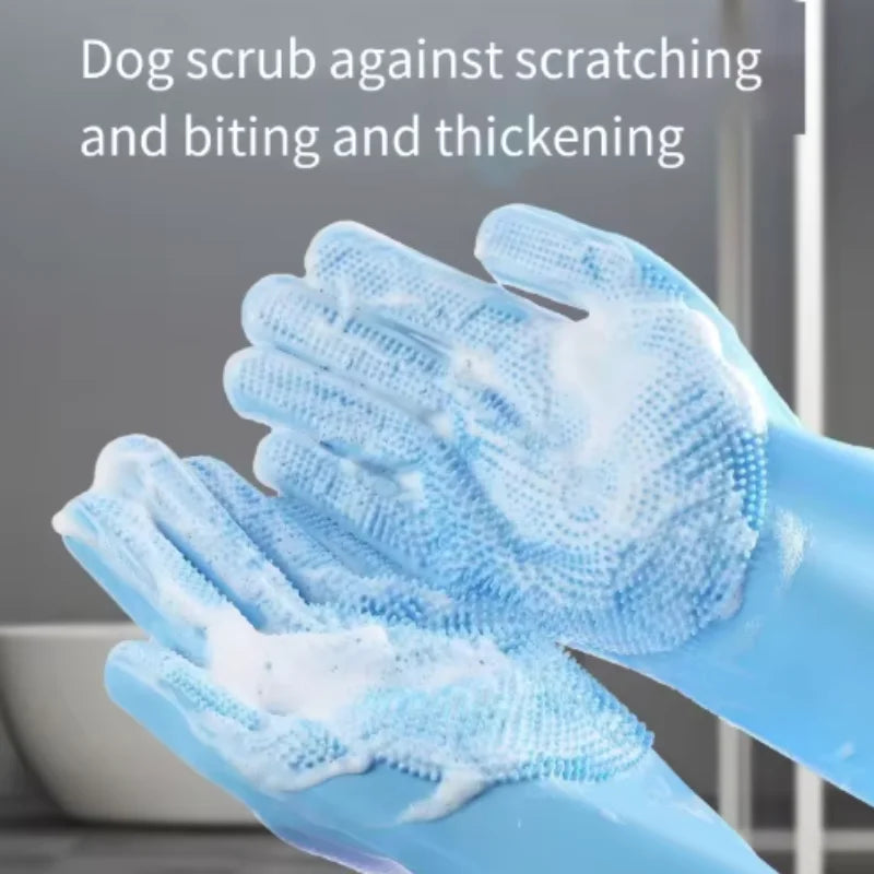 Silicone Pet Dog Bath Gloves Teddy Scrub Brush Anti-Scratch Anti-Bite Dog Bath Accessories