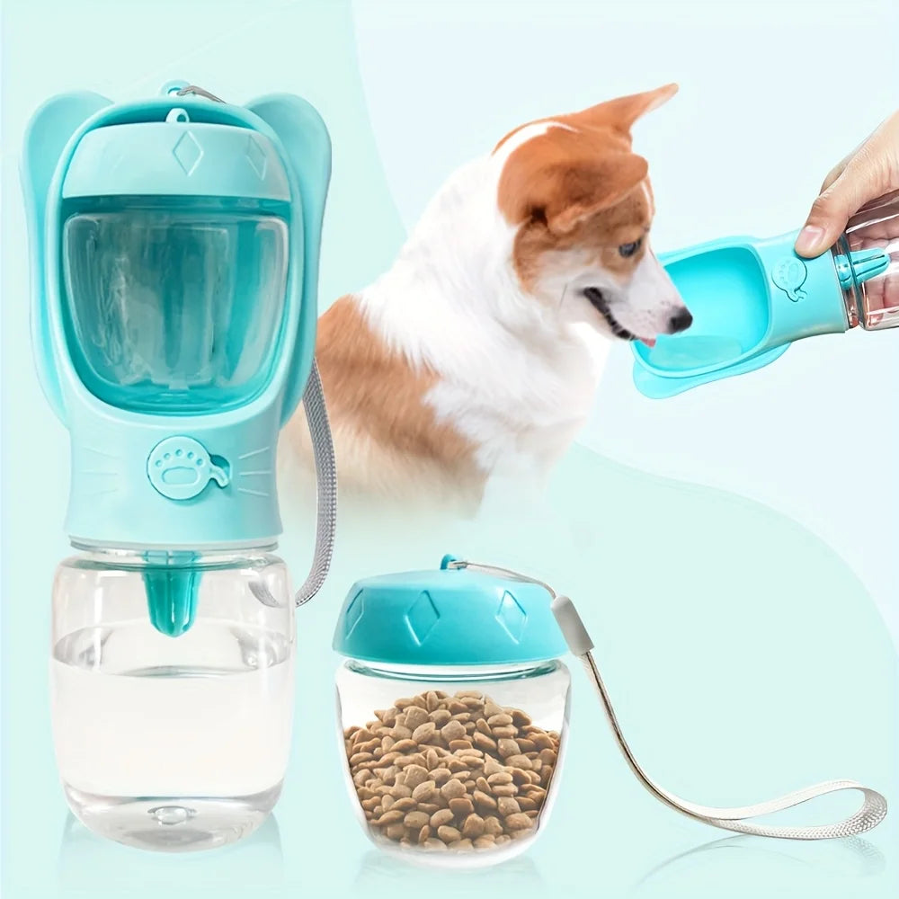 Portable Dog Water Bottle with Food Container Outdoor Pet Travel Essentials for Cats Puppies Hiking Walking