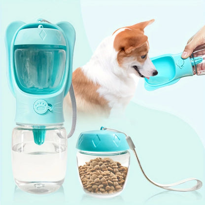 Portable Dog Water Bottle with Food Container Outdoor Pet Travel Essentials for Cats Puppies Hiking Walking