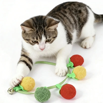 Durable Tomato Shaped Cat Teaser Toy with Bell Interactive Self-Play Kitten Toy for Boredom Relief Essential Pet Supplies