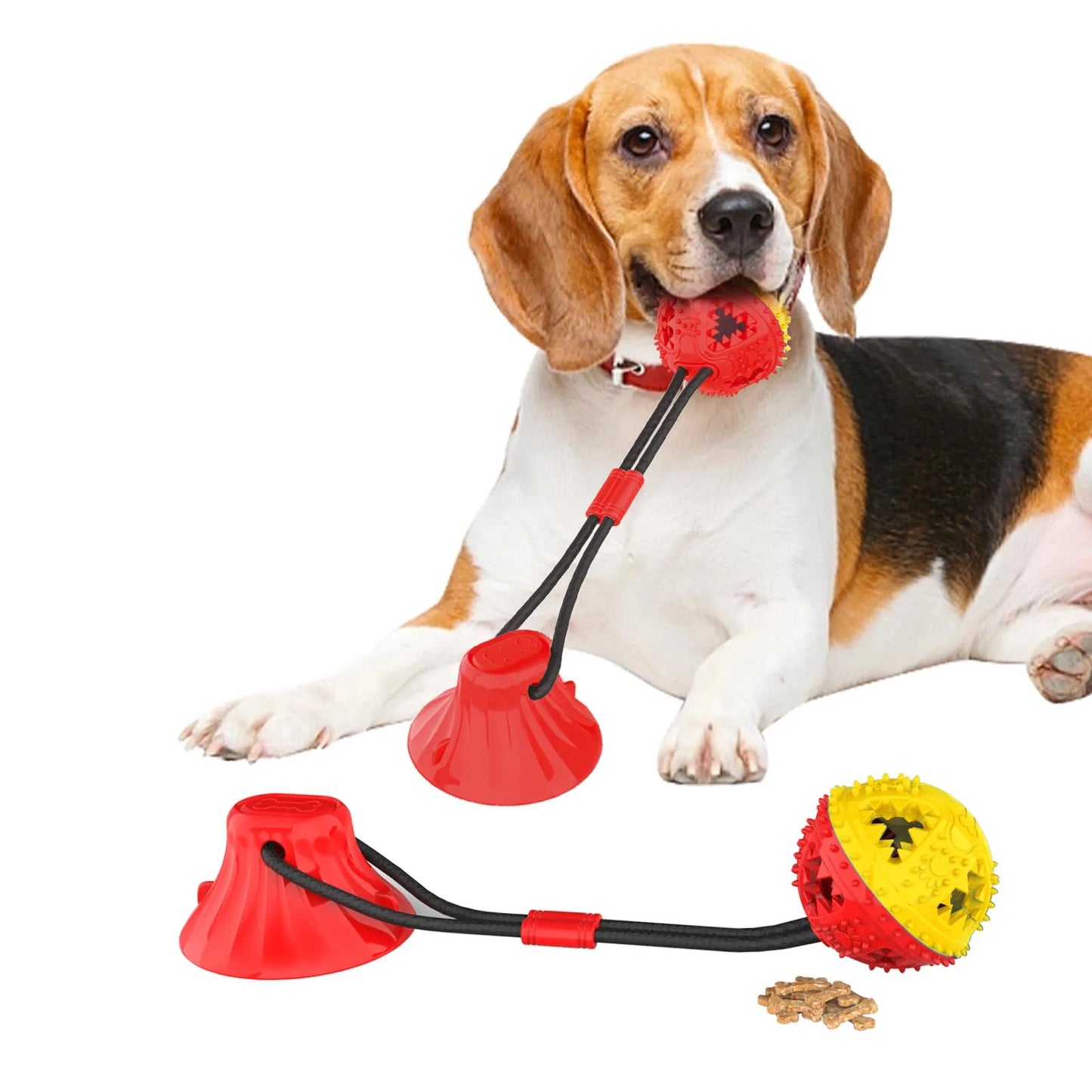 1PC Interactive Dog Chew Toy Molar Ball Pet Teething Suction Cup Rope Puzzle Dispensing Chewers Fun Doggy Playtime Essential