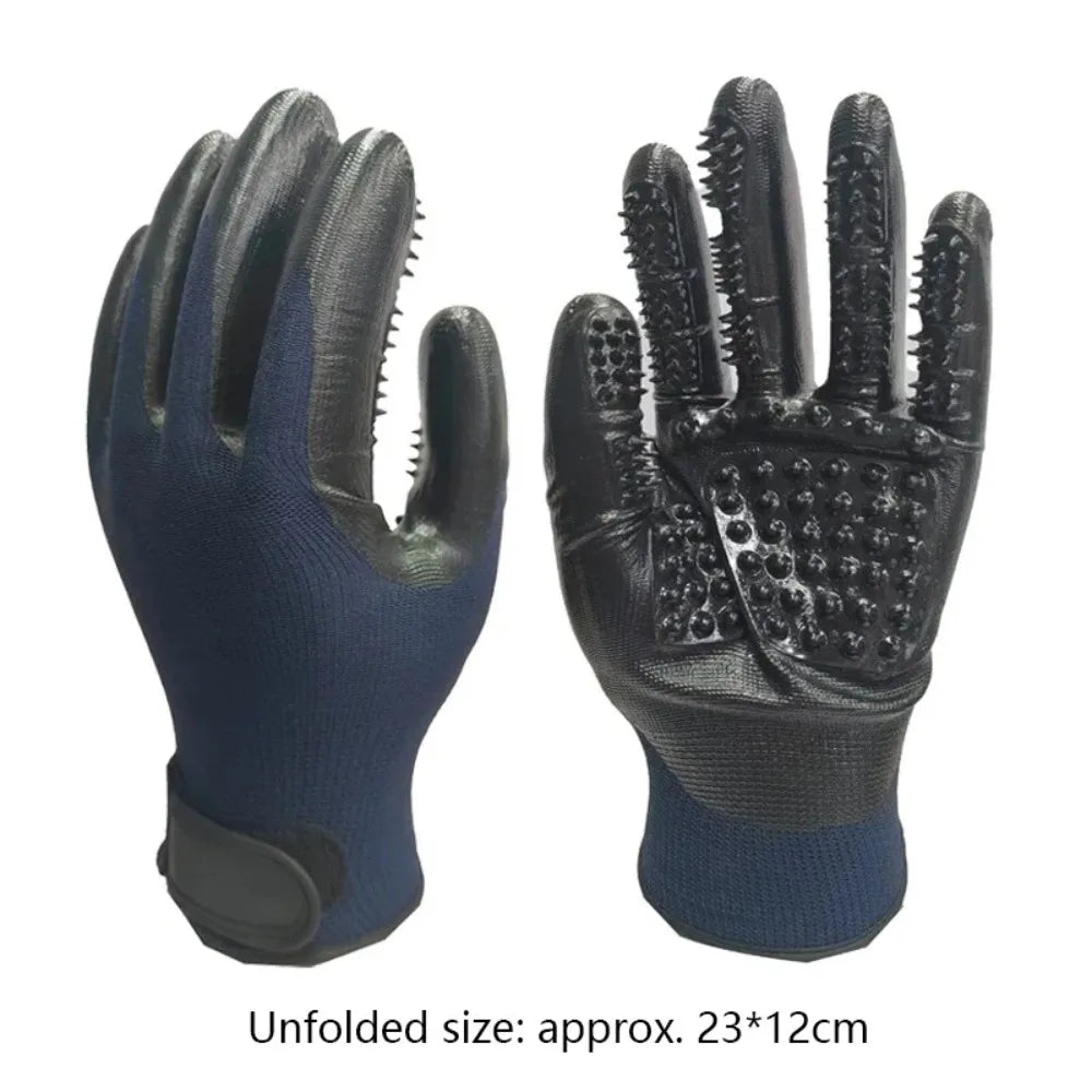 A Pair of Pet Bath Gloves Massage Clean Remove Floating Hair Pet Grooming Hair Removal Rubber Wear Resistant Non-Slip Pet Gloves