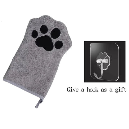 Quick drying Dog Bath Gloves Pet Grooming Gloves Multicolor Soft Absorbent Paw Print for Dogs Cats, Bathing Drying Essentials