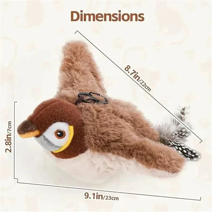 2026 Hot-Selling Pet Toy Charging Interactive Simulation Bird Cat Toy Touch Activation Chirping Flapping Plush Pet Toys Cats And