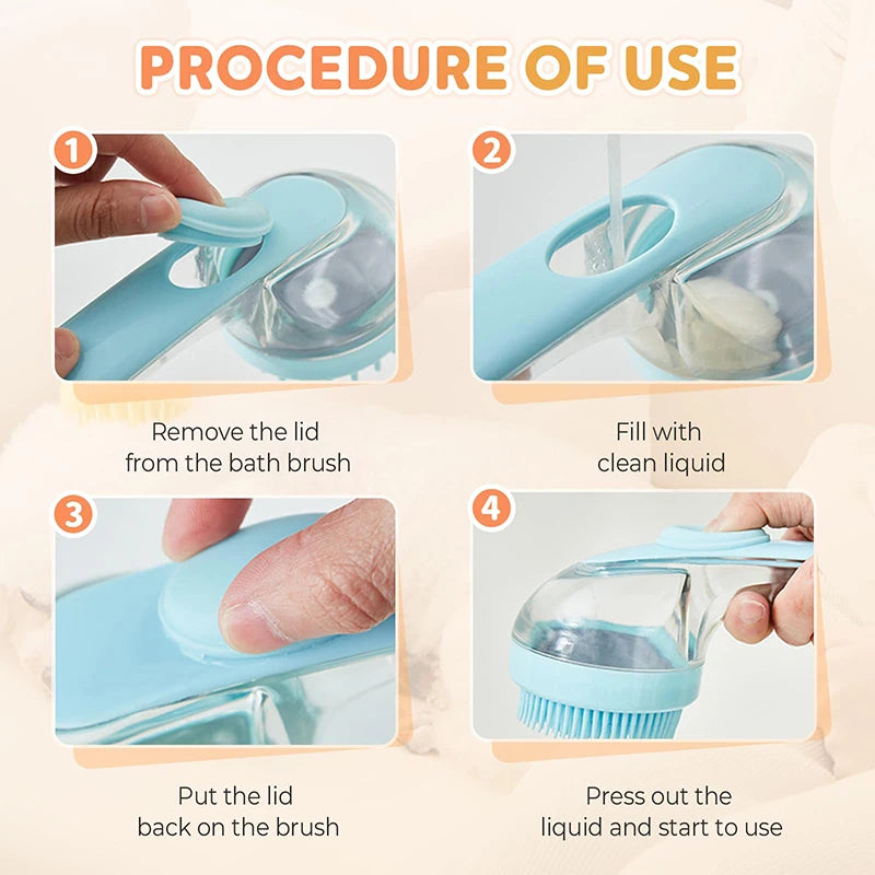 Dog Bath Brush Pet Cat Bath Grooming Device Portable Silicone Bath Massage Brush Dog Scrubbing Bath Essential Pet Supplies