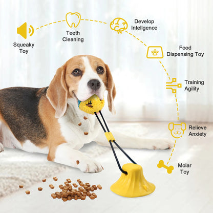 1PC Interactive Dog Chew Toy Molar Ball Pet Teething Suction Cup Rope Puzzle Dispensing Chewers Fun Doggy Playtime Essential