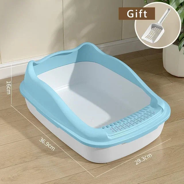 Anti-Splash Cat Litter Box & Bedpan - Pet Sandbox for Kitties/Kittens Convenient Cleaning Cat Toilet Essential Pet Supplies