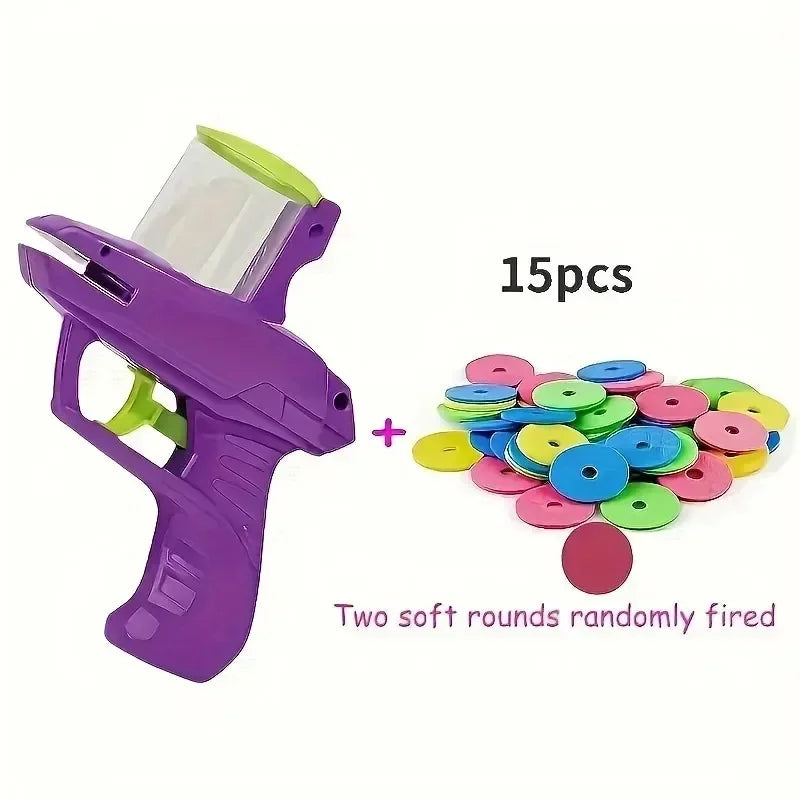 Pet Flying Disc Launcher Toy Durable Chew Resistant Interactive Play Toy with 15 Reusable Foam Discs for Cats Dogs