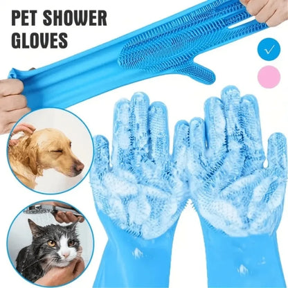 Silicone Pet Dog Bath Gloves Teddy Scrub Brush Anti-Scratch Anti-Bite Dog Bath Accessories
