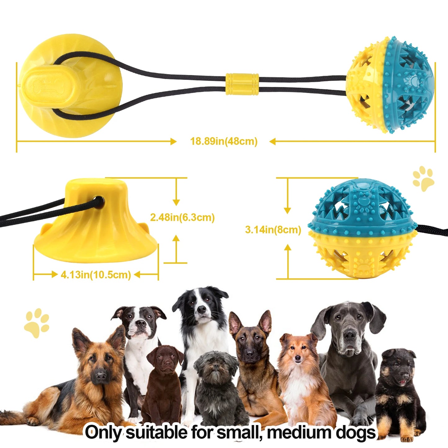 1PC Interactive Dog Chew Toy Molar Ball Pet Teething Suction Cup Rope Puzzle Dispensing Chewers Fun Doggy Playtime Essential