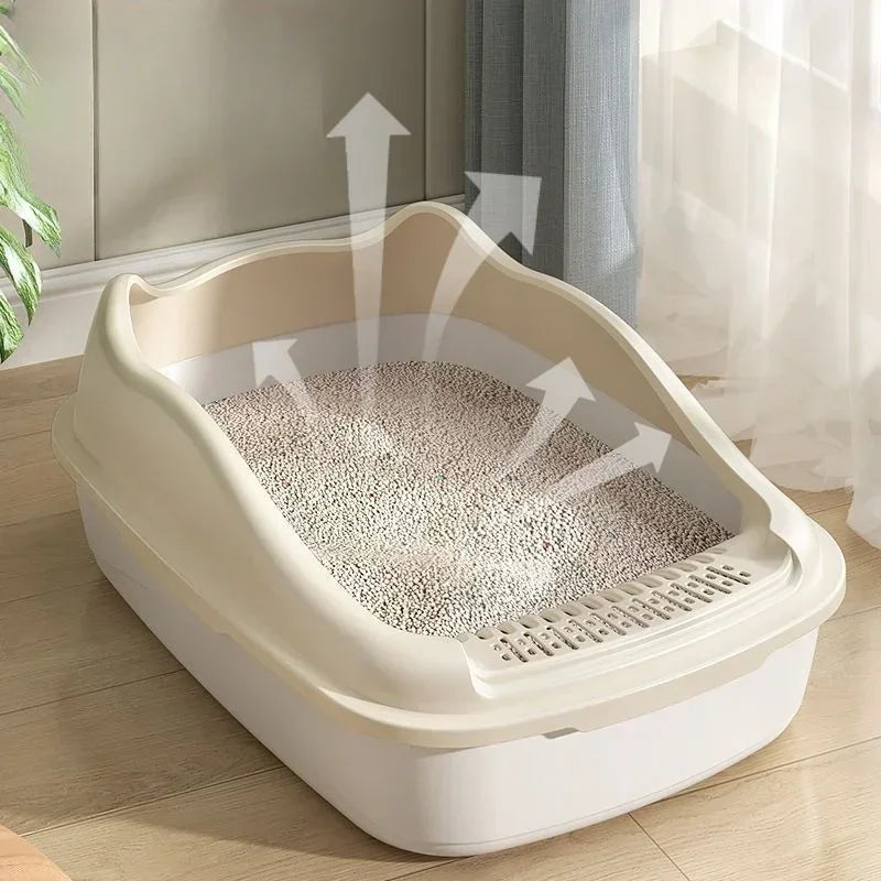 Anti-Splash Cat Litter Box & Bedpan - Pet Sandbox for Kitties/Kittens Convenient Cleaning Cat Toilet Essential Pet Supplies