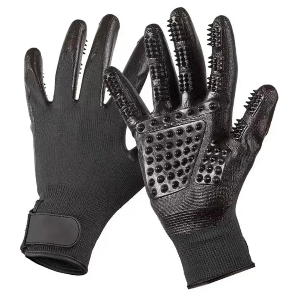 A Pair of Pet Bath Gloves Massage Clean Remove Floating Hair Pet Grooming Hair Removal Rubber Wear Resistant Non-Slip Pet Gloves