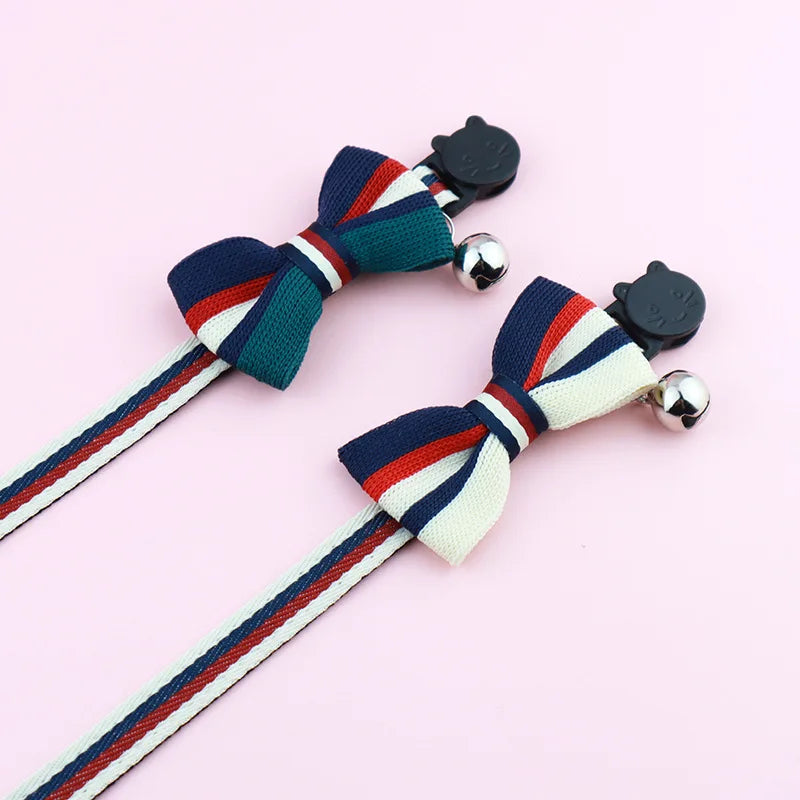 British-style striped bow tie with bells and cat collar, pet anti-asphyxiation collar, pet wedding bow, essential for daily fash