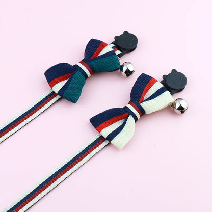 British-style striped bow tie with bells and cat collar, pet anti-asphyxiation collar, pet wedding bow, essential for daily fash