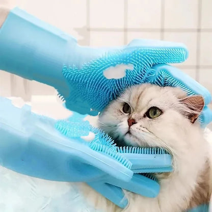 Silicone Pet Dog Bath Gloves Teddy Scrub Brush Anti-Scratch Anti-Bite Dog Bath Accessories