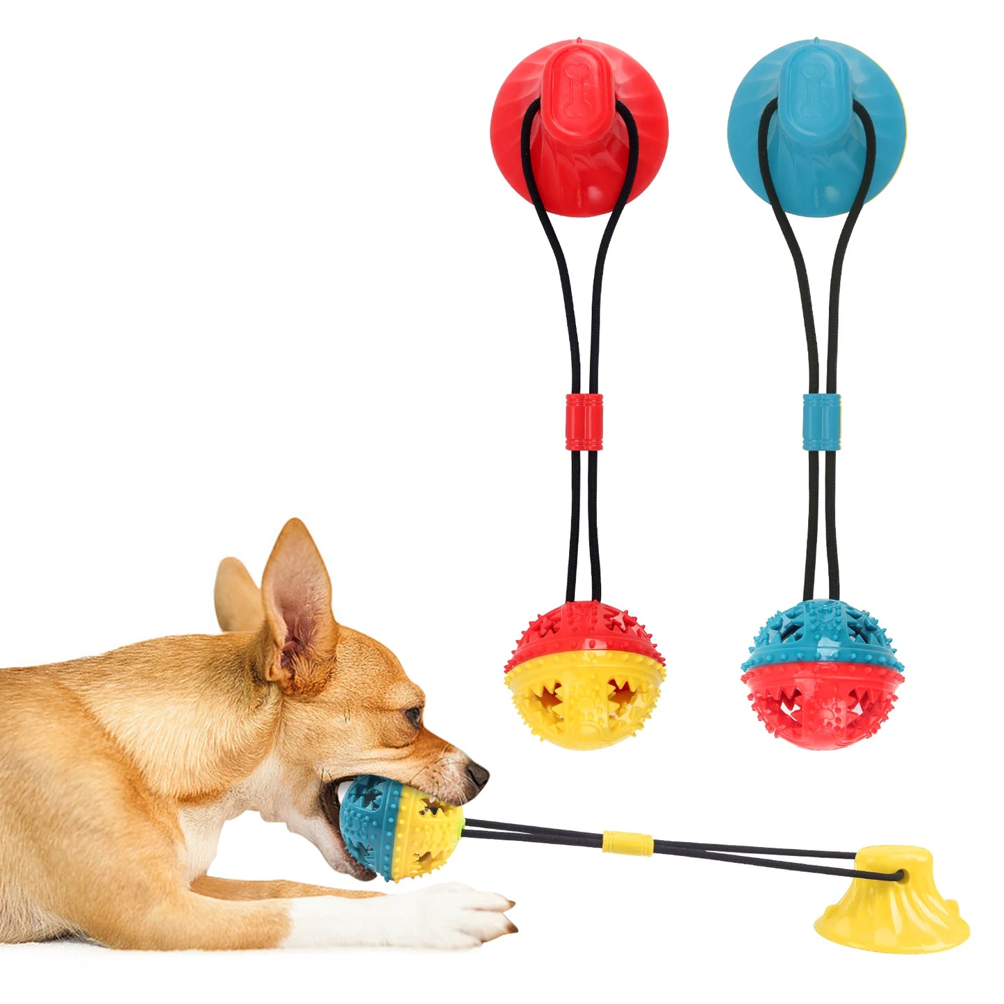 1PC Interactive Dog Chew Toy Molar Ball Pet Teething Suction Cup Rope Puzzle Dispensing Chewers Fun Doggy Playtime Essential