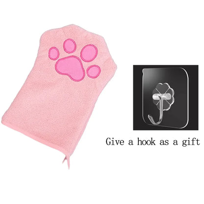 Quick drying Dog Bath Gloves Pet Grooming Gloves Multicolor Soft Absorbent Paw Print for Dogs Cats, Bathing Drying Essentials