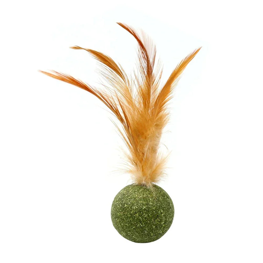 Feather Catnip Ball for Cats Self Cleaning Teeth Grinding Toy Mint Ball Pet Supplies Interactive Kitty Playtime Essential