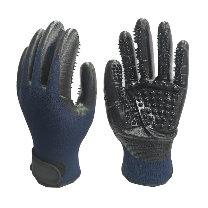 A Pair of Pet Bath Gloves Massage Clean Remove Floating Hair Pet Grooming Hair Removal Rubber Wear Resistant Non-Slip Pet Gloves