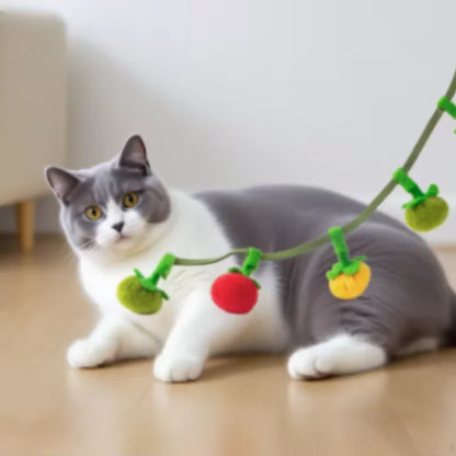 Durable Tomato Shaped Cat Teaser Toy with Bell Interactive Self-Play Kitten Toy for Boredom Relief Essential Pet Supplies