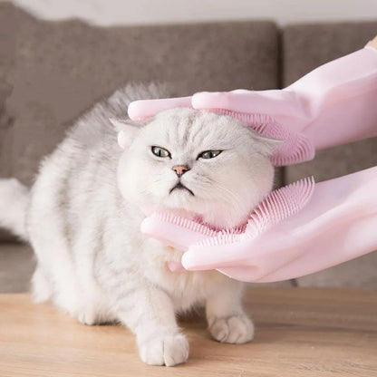 Silicone Pet Dog Bath Gloves Teddy Scrub Brush Anti-Scratch Anti-Bite Dog Bath Accessories