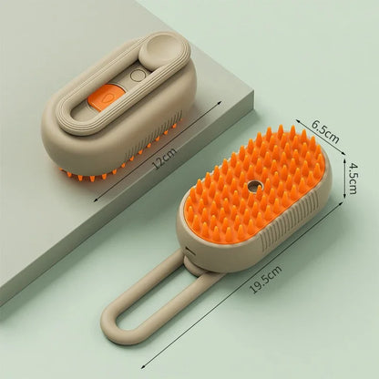 Steamed dog brush with essential oil Electric Spray Cat Hair Brush 3 in1 Dog Steamer Brush for Massage Pet Grooming Removing