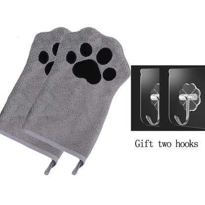 Quick drying Dog Bath Gloves Pet Grooming Gloves Multicolor Soft Absorbent Paw Print for Dogs Cats, Bathing Drying Essentials