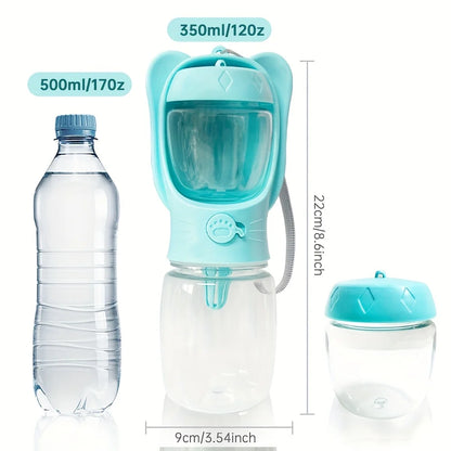 Portable Dog Water Bottle with Food Container Outdoor Pet Travel Essentials for Cats Puppies Hiking Walking
