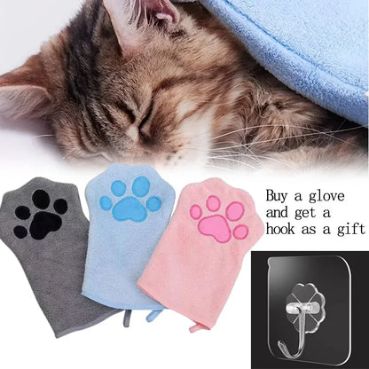 Quick drying Dog Bath Gloves Pet Grooming Gloves Multicolor Soft Absorbent Paw Print for Dogs Cats, Bathing Drying Essentials