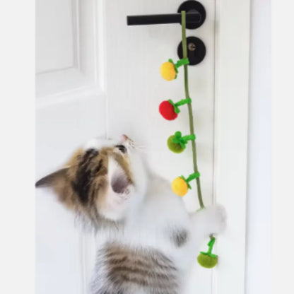 Durable Tomato Shaped Cat Teaser Toy with Bell Interactive Self-Play Kitten Toy for Boredom Relief Essential Pet Supplies