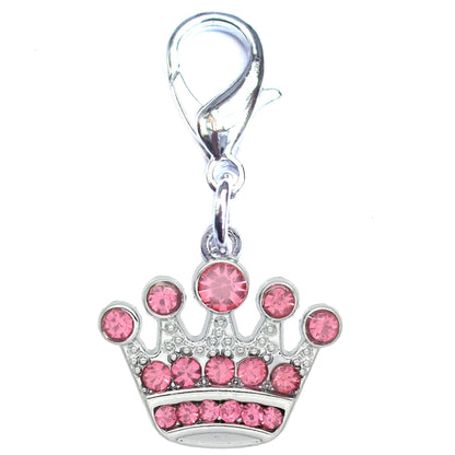 Crystal Crown Dog Cat Charm Silver-1